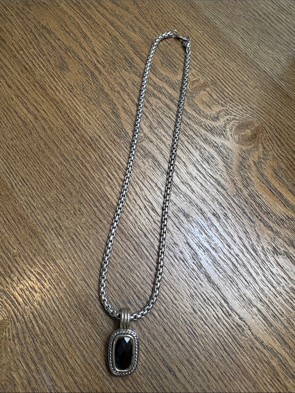 Ross-Simons Classic Silver-Tone Black Stone Pendant Necklace for Women